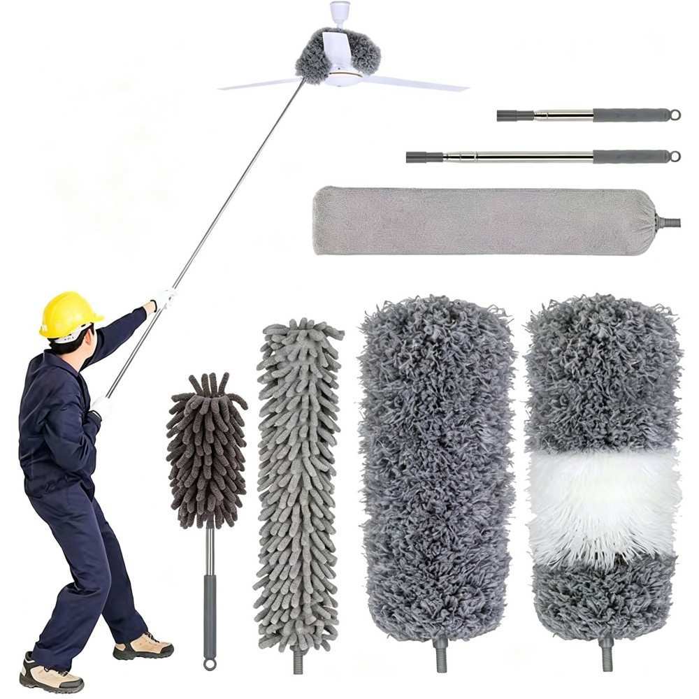 Microfiber Feather Extendable Duster Extension Pole Bendable Washable Heads Home Houseware