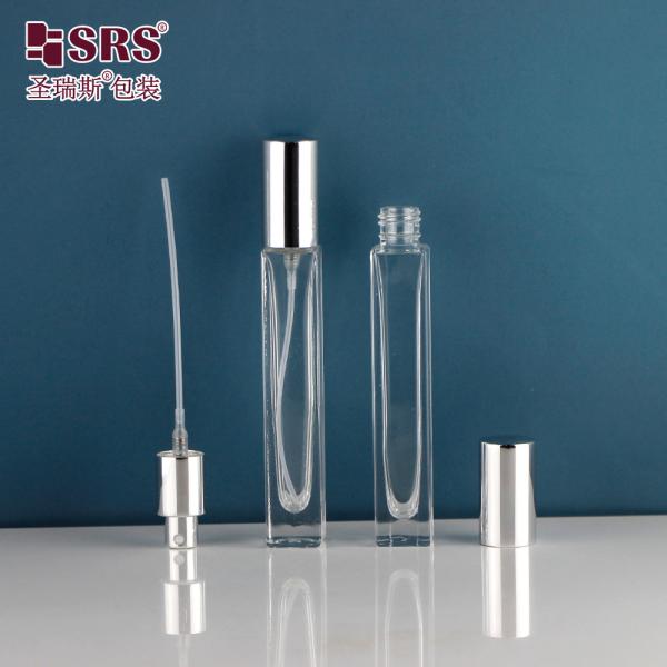 Square Shape Transparent Empty Glass Luxury Spray Pump Perfume Atomizer 10ml