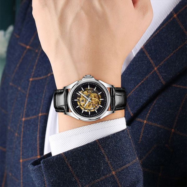 Butterfly Buckle Skeleton Mechanical Watch