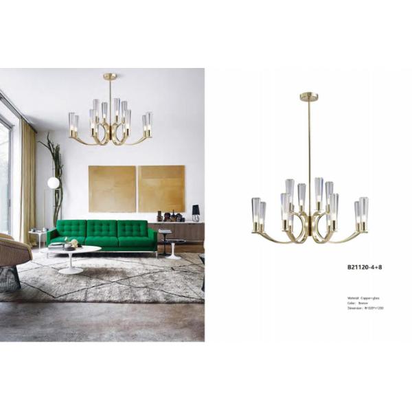 Customizable Copper Glass Chandelier Multiple Sizes Available