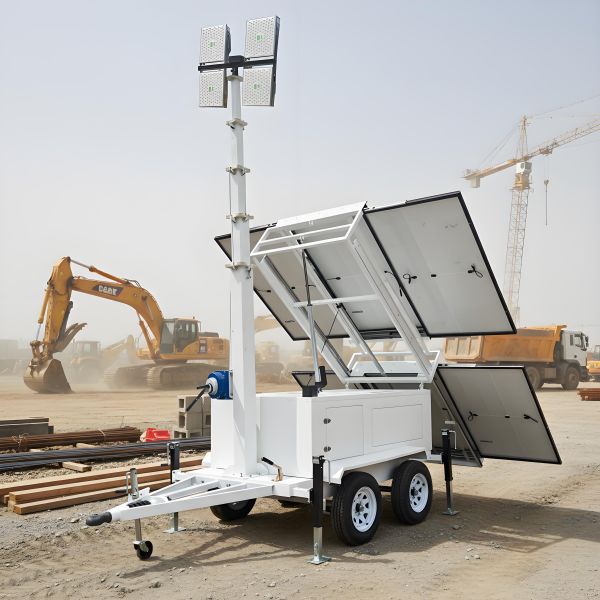 Automatic Lifting Mast Solar Light Tower Durable Using Portable Generator Light Tower