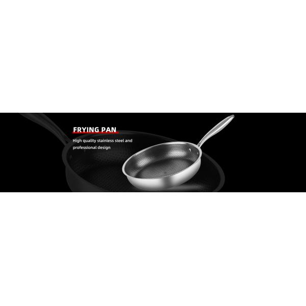 Hot Selling Kitchen 32cm Induction Wok Pan SUS 304 Stainless Steel Honeycomb Non-stick Frying Pan