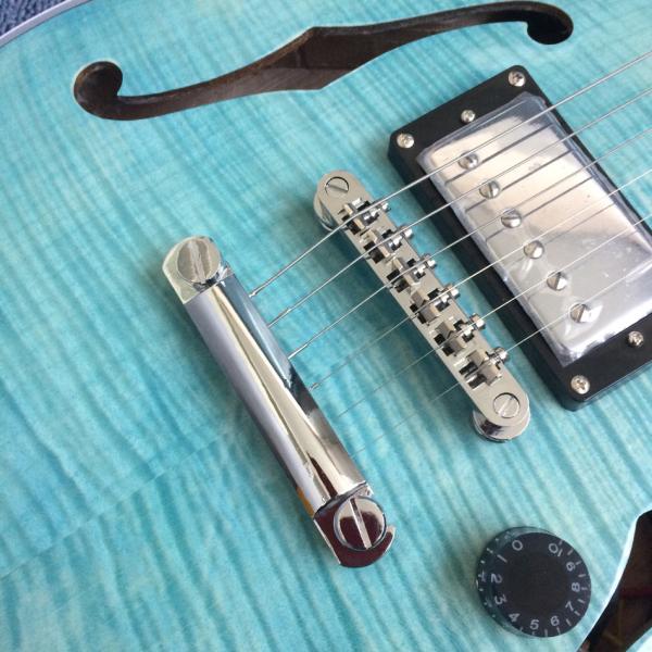 New style of custom guitar, double F holes,Flame Maple Top ,blue guitar