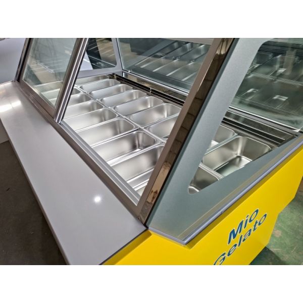 16 Trays Glass Door Hard Ice Cream Display Cabinet Italian Gelato Freezer
