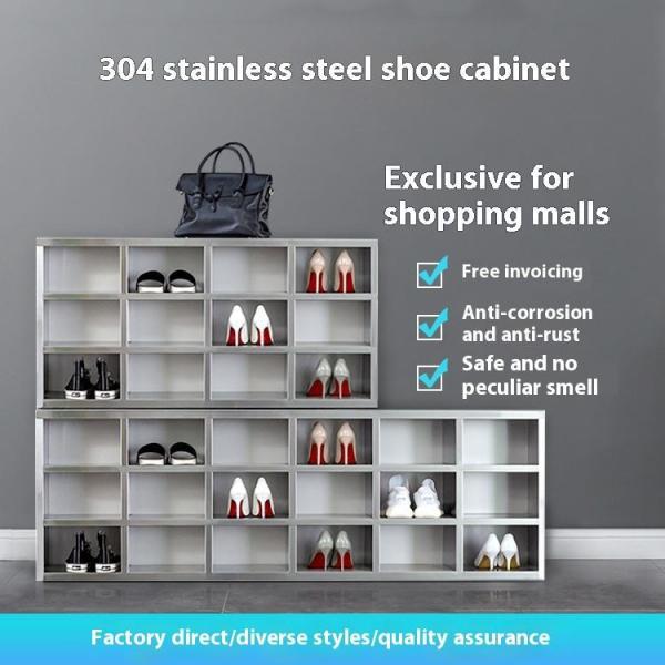 Custom Stainless Steel Shoe Cabinet Multi Grid Dust Free Design