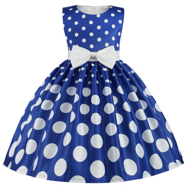 Summer Children's Clothing Girls Polka Dot Dress Holiday Party Evening Dress