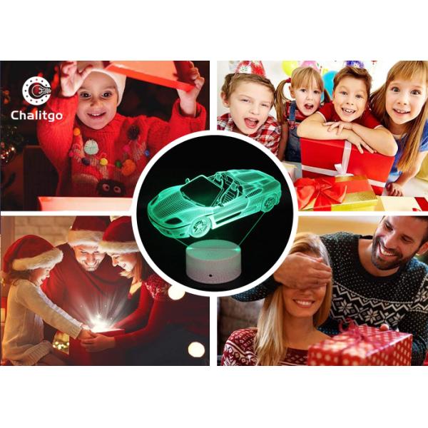 Car 3D LED Illusion Lamps 7 Colors Boys Bedrooms 3 AA Battery With Timer
