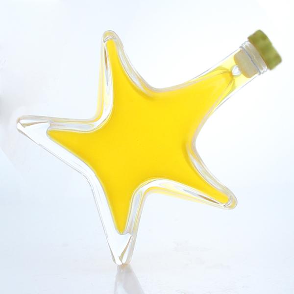 Whiskey Gin Rum Vodka Glass Liquor Bottle Star Shape with Cork Top and Glass Base