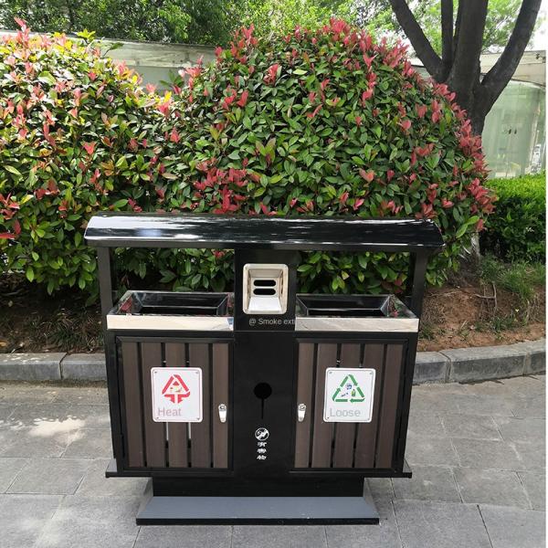 Contenedor de basura exterior de 4 compartimentos Contenedor de basura de acero inoxidable para el parque público