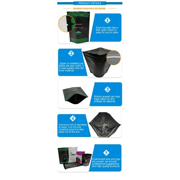 Heat Seal Stand Up Pouch Packaging Custom Printed Aluminum Foil Vacuum Packing Bags