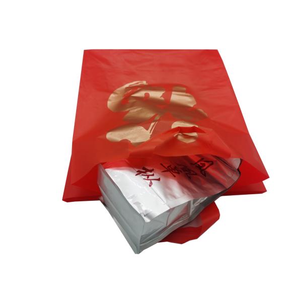 China Red HDPE / LLDPE Plastic Boutique Bags With Soft Loop Handle