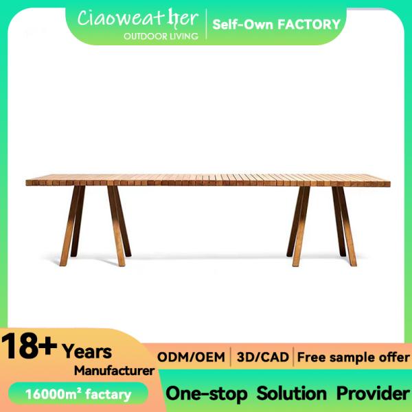 Estilo Muebles modernos para exteriores diseño patio mesa de comedor expandible jardín conjunto mesa de teca de madera maciza