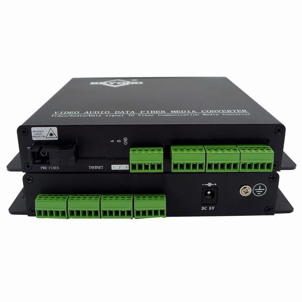 TV Production Live Streaming And Camera Accessories 8 BIDI Contact Closure To Fiber Optical Converter