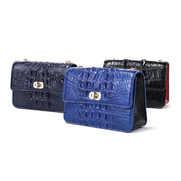 Fashion crocodile skull leather bag for women with one shoulder slung chain small square bag