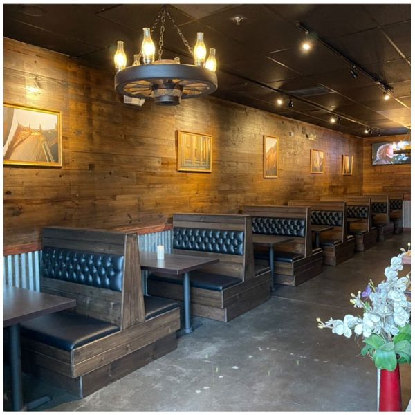Industrial Rustic Vintage Coffee Shop Pub Benches Button Back Pizza Street Restaurant Design