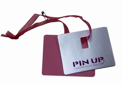 Recycle Clothing Hang Tags With Matt silvery Board ,  PInk Safe Pin