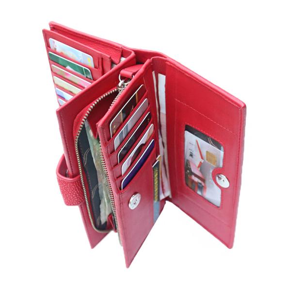 Authentic Real Stingray Skin Women's Long Red Wallet Lady Card Holders Genuine Leather Female Large Phone Clutch Purse