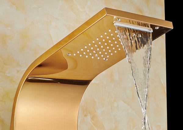 5 Way Massage Jets Bath Shower Panels , Waterfall Shower Panel Gold Painting ROVATE