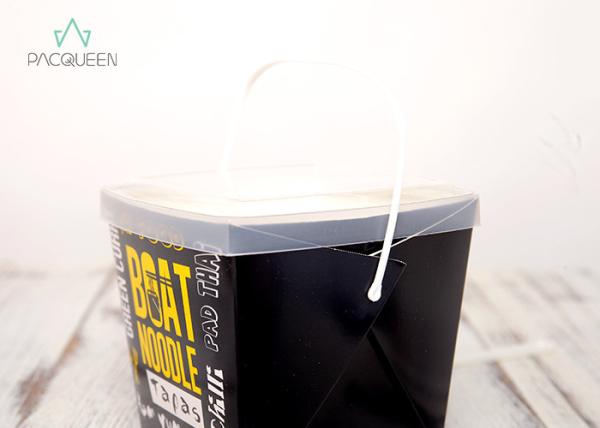 Leak Proof Cartons Restaurant Supply Take Out Containers Noodle / Rice Box With Wire Handle