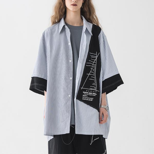 Hip Hop Men's Fashion Short Sleeve Shirts 100% Cotton With High Collar