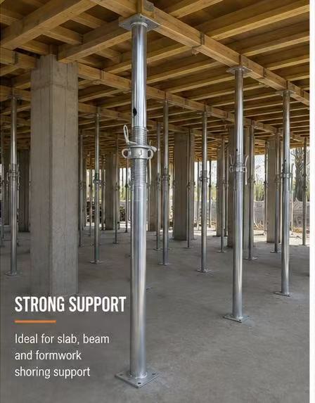 Galvanized Adjustable Telescopic Steel Prop with Threaded Adjustment System and 20KN-30KN Load Rating for Concrete Formwork