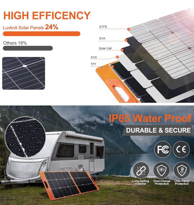 Складной 100W RV Off Grid Солнечная система для кемпинга