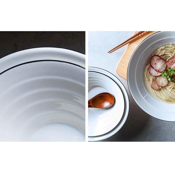 Contemporary Porcelain Salad Bowl Irregular Black Inlay Porcelain Pasta Bowls