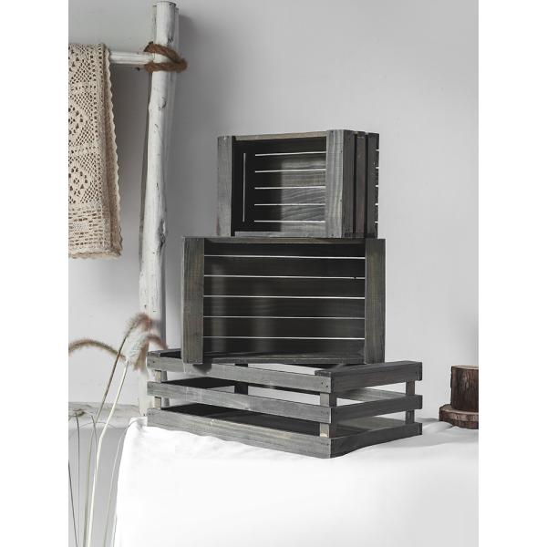 Home Decoration Wooden Crates with Handle in Brown Gray or Custom Color