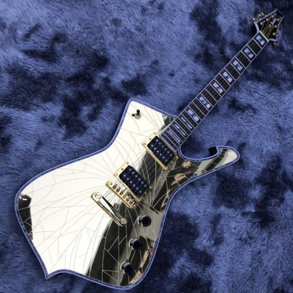 Grand Custom Gold Crack Mirror Paul PS10LTD Guitar Ice Man White Binding Electric Guitar