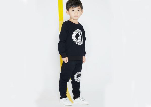 Black Kids Boys Clothes Boys Crew Neck Sweater And Long Pant Big Rubber Printing