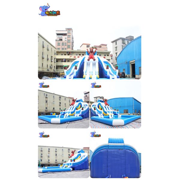 Customised 30 Ft Inflatable Water Slide Bouncy Paddling Pool Tear Resistant