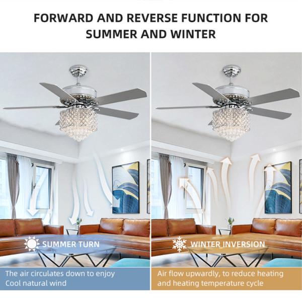 Decorative 2000 lumen Home Metal Blade Ceiling Fan Chandelier 90lm/w