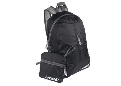 Black Nylon Foldable Backpack Waterproof Two Way Zip Rucksack