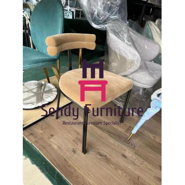 Tufted Upholstered Velvet Metal Frame Dining Chair No Foldable Without Armrests