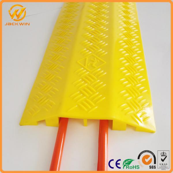 2 Ways Floor Cable Protector Ramp Light Duty Plastic Yellow Jacket Cord Cover