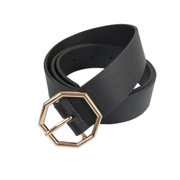 Grainy 3.5cm Wide Women's Fashion Leather Belts Octagon Buckle
