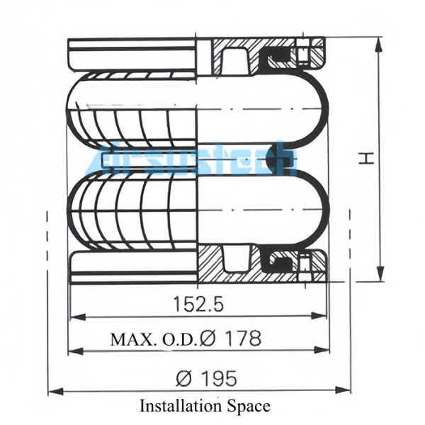 115MM Stroke Dunlop A313300201 Convoluted Bellows Air Spring with Aluminum Plate