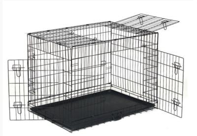 30'' Black Powder Coated Wire Mesh Small Size Dog Kennel  with ABS Plastic Tray with One door/Two door/Three door