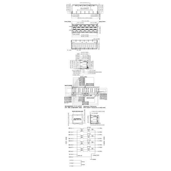 Class Filled PBT LAN RJ 45 Connector 2 x 6 Stacked Magnetic RJ45 Connector