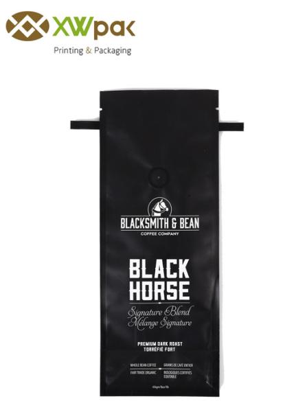 customized LOGO Black Box Bottom Packaging  For Coffee Beans With Tin Tie