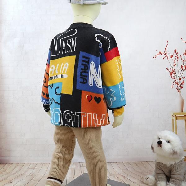 Cute Printing Kids Sweater Baby Boys Knit Casual All-match Boutique Sweater Coat Fashion Top Wholesale Kids Clothing
