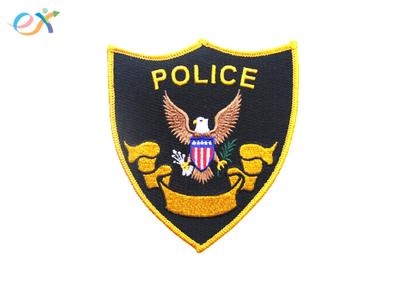 Twill Background Fabric Police Embroidered Patch For Uniform Garments