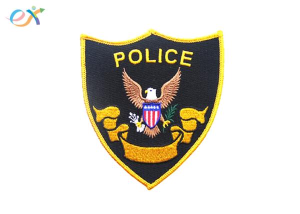 Twill Background Fabric Police Embroidered Patch For Uniform Garments