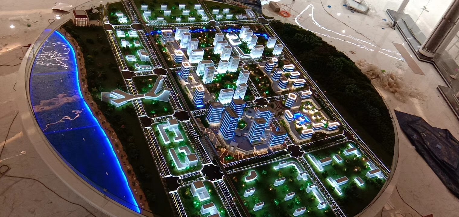 Модели 1/1000 городских планирований масштаба, скапливая архитектуру модели блока