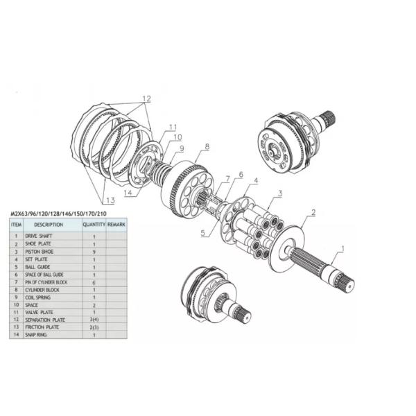 Плита клапана плиты ротора М2С63 установленная, вал привода плиты ботинка ботинка М2С63 поршеня для М2С63