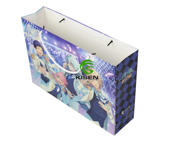 Retail Paper Merchandise Bags With Handles Christmas Printed Rope Handle Bags