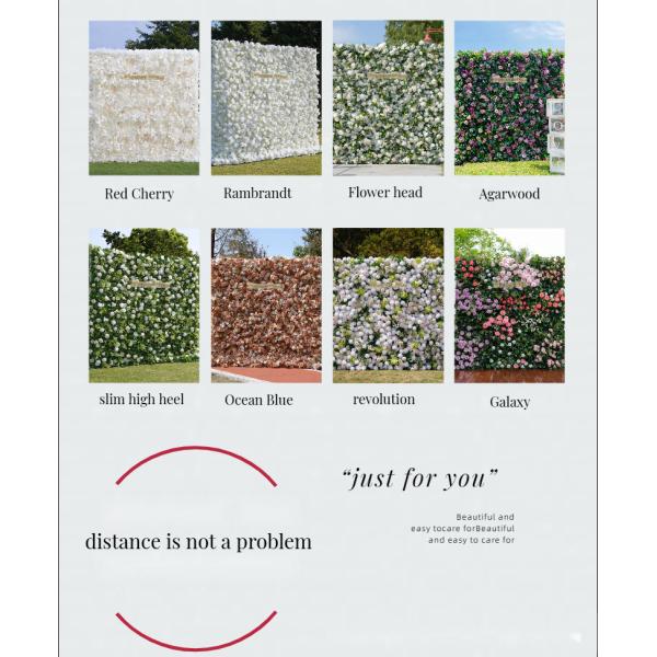 3D Cloth Flower Wall and Simulated Green Plants for Wedding Valentine's Day Christmas