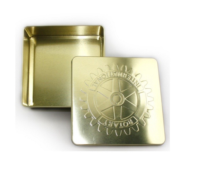Fancy Square Metal Tin Box For Food And Gift Packaging Tin Box With Customized Logo Embossing