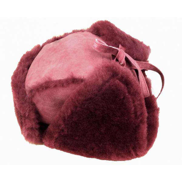 Winter Ladies Earflaps Real Sheepskin Leather Hat Russian Style Ushanka Trapper Hat