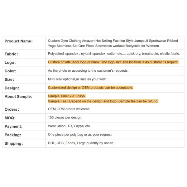 Jumpsuit Sportswear Ribbed Yoga Seamless Set One Piece Sleeves Workout Bodysuits for Women